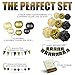 31 Pcs of Black Gold and Cream Birthday and New Years Eve Party Decoration Set Pompom Lanterns Polka Dot Triangle Garland Banner (Black)