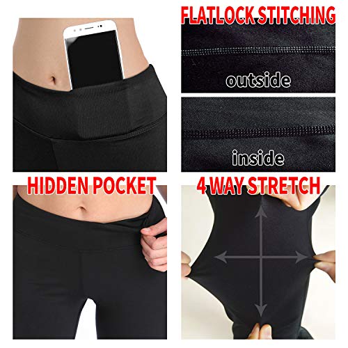 SERHOM Women Boot Cut Yoga Pants 4 Way Stretch Bootleg Yoga Pants