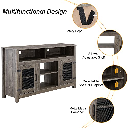 GOOD & GRACIOUS Modern Farmhouse TV Stand with Electric Fireplace, Fit