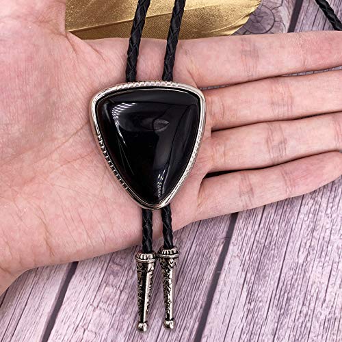 XGALBLA Bolo tie Black Stone Vintage Native American Triangle for Men - Thumbnail 4
