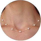 BSGRL Pearl Necklace for Women- 14K Gold-plated/White Gold-plated Dainty Pearl Necklace for Women