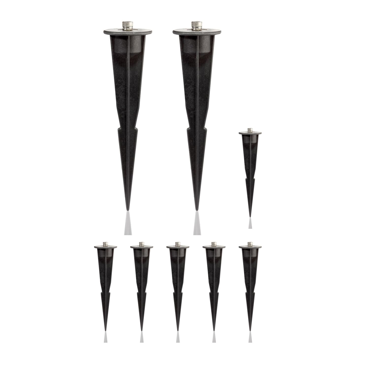 ledscom.de 8 Pieces Garden Ground Spike for Garden Lights, Black, 17cm, 45mm ⌀