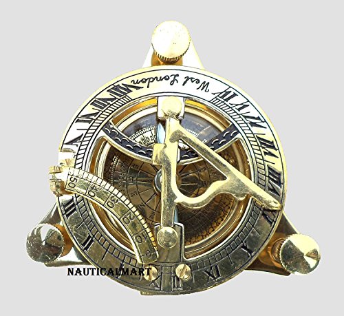 Maritime Collectible Sundial Compass Vintage Navigational Compass Shiny Brass