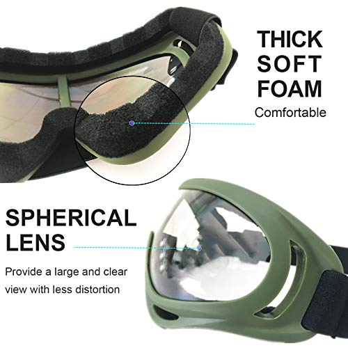 LJDJ Safety Goggles - Glasses Set of 5 - Motorcycle Goggles Dirt Bike ATV Motocross Anti-UV Adjustable Riding Offroad Protective Combat Tactical Military Goggles for Men Women Kids Youth Adult - Thumbnail 4