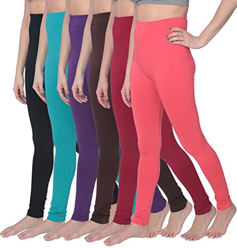 Active Club 6-Pack High-Waisted Leggings Pants – Ultra Soft - reg and Plus Size (Assorted/M/L) - Thumbnail 7