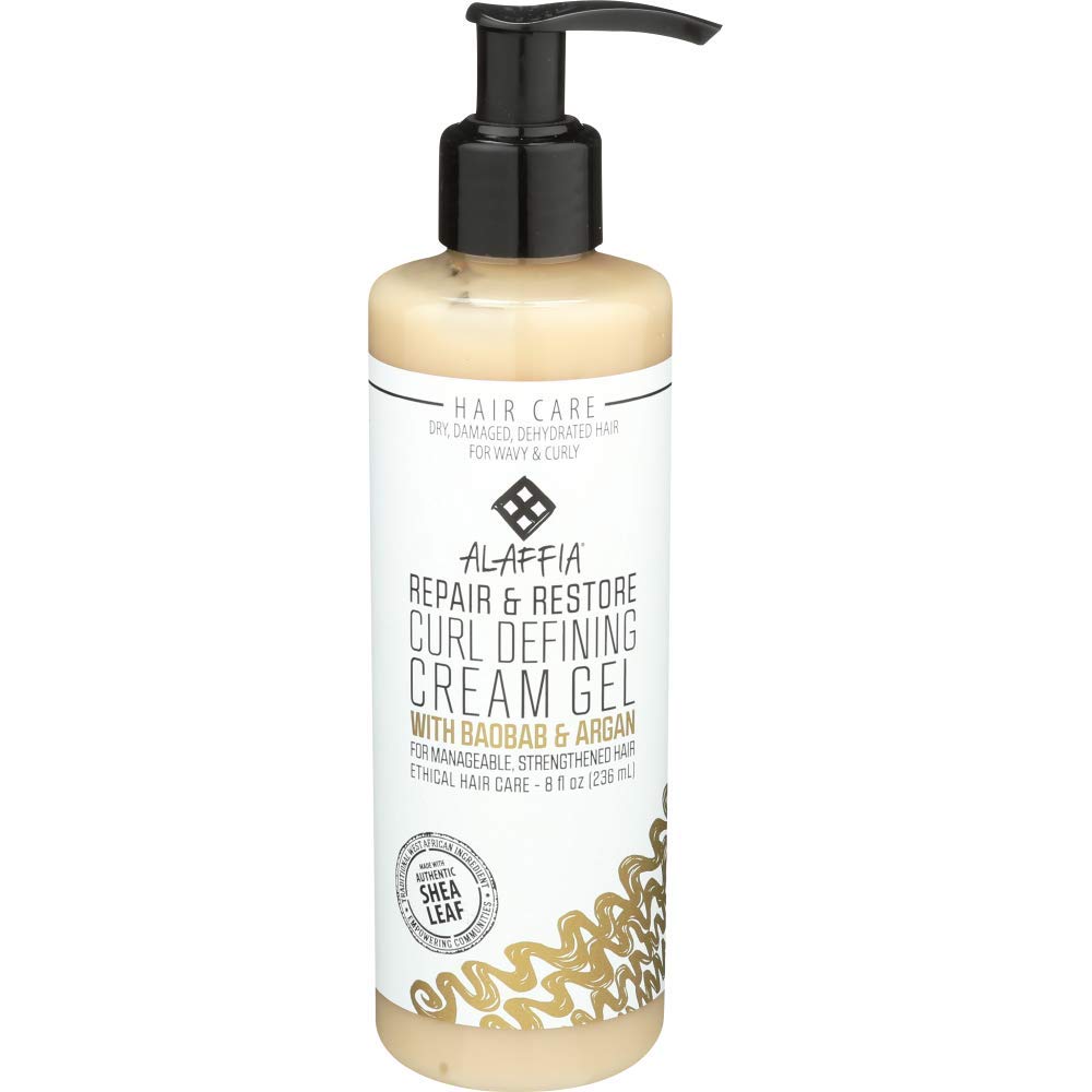 Alaffia Repair & Restore Curl Defining Cream Gel, For Dry, Damaged or Dehydrated Hair, Natural, Wavy and Curly, Ethically Traded, Non-GMO, 8 Ounces