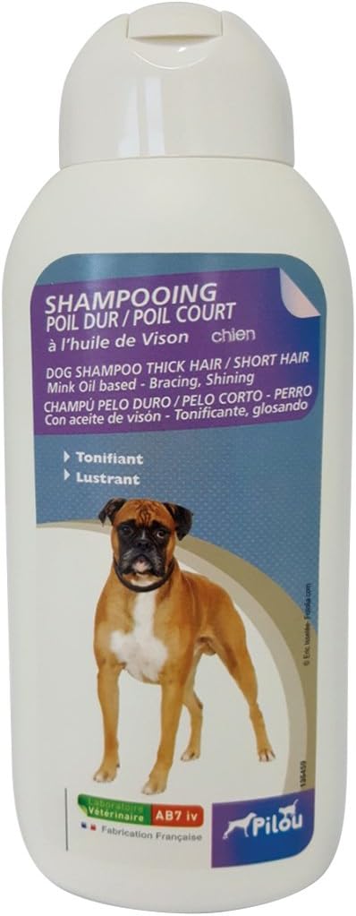 PILOU Shampoo for Dogs with Mink Oil for Hard/Short Hair