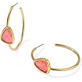 Kendra Scott Womens Margot Hoop Earrings Vintage Gold Pink Coral Iridescent Abalone One Size One Size