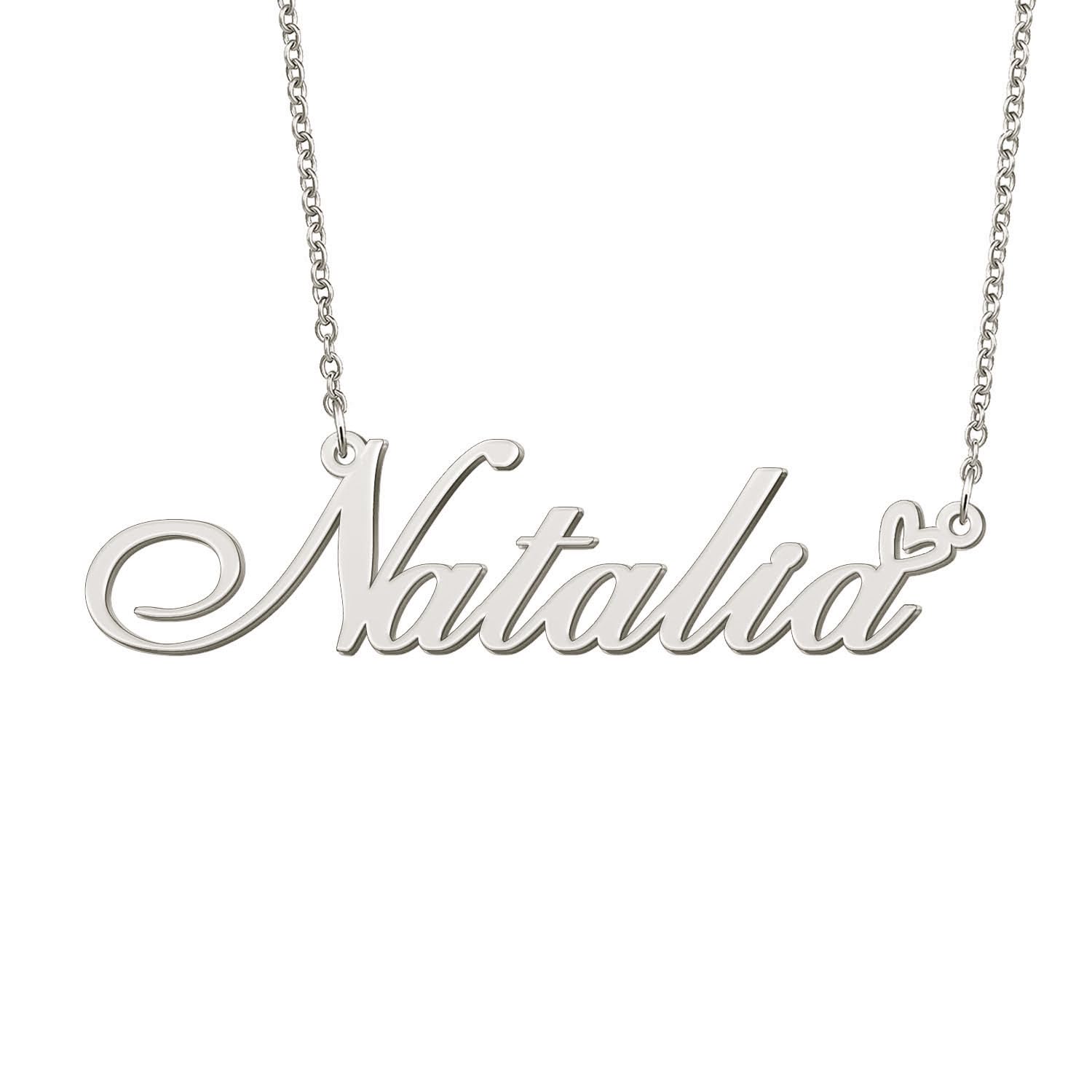 BYBWBL Natalia Name Pendant Necklace Silver Color