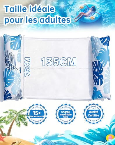 Wincany XL Inflatable Swimming Pool Buoy Set of 2, Mattresses with Net for Adults, Adult Swimming Pool, Water Hammock Ideal for Beach, Sea, Summer Holidays and Leisure