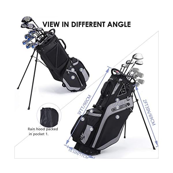 Golf Stand Bag 14 Way Top Dividers Ergonomic with Stand 8 Pockets, Dual