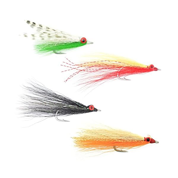 The-Fly-Fishing-Place-Clousers-Minnow-Fly-Fishing-Flies-Collection-Assortment-of-4-Saltwater-and-Bass-Flies-2-Hook-Size-10