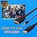 eBerry 1080P Full HD HDMI to VGA Converter Adapter Cable w/ 3.5mm Stereo Audio Output One-Way Signal Conversion from HDMI (PC, Laptop, Xbox,) to VGA (Monitor, Projector, TV), 1.8m/6ft