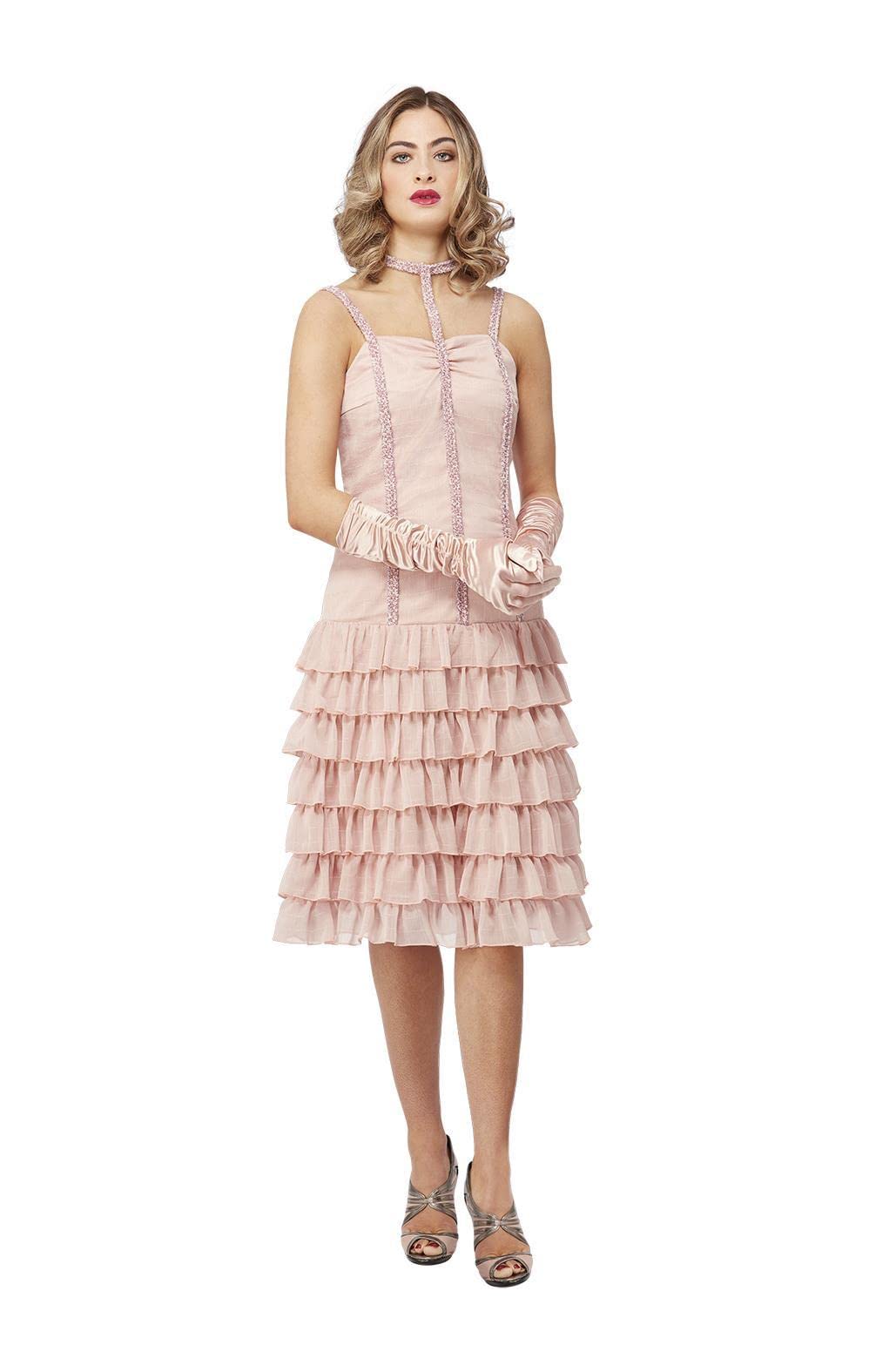 Smiffys Peaky Blinders Ada Thorne Adult Costume, Dress & Gloves with Iconic Flapper Style Neck Detail, Official Peaky Blinders License Fancy Dress for Groups, Events & Stag & Hen Nights