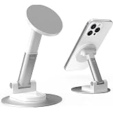 HZZADZXW Magnetic Phone Stand for MagSafe, Compatible for All Smartphones with Metal Ring, Height Adjustable Stand with 360&deg; Rotation, Compatible for iPhone 18/17/16/15 Series, White