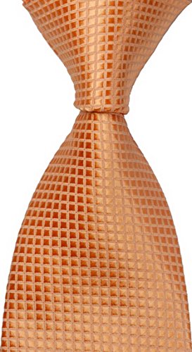 Pisces.goods New Classic Checked Jacquard Woven Men's Tie Necktie (Orange)