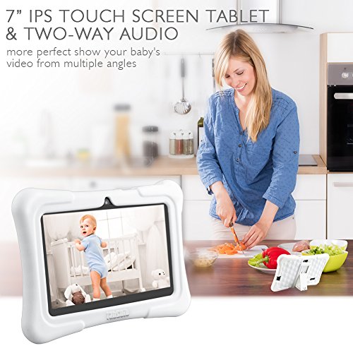 Dragon-Touch-FUTURE-1-720P-Baby-Monitor-with-7-Inch-IPS-LCD-Touch-Screen-Tablet-Digital-Camera-Temperature-Monitoring-Remote-Camera-Pan-Tilt-Zoom-Lullaby-Night-Vision-Two-Way-Audio-and-Recording