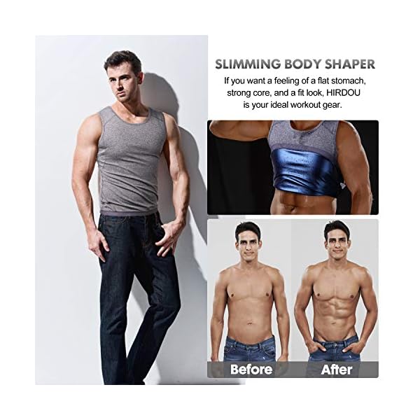 Hirdou-Sweat-Sauna-Vest-Weight-Loss-Tummy-Control-Body-Shaper Hirdou Men's Premium Workout Tank Top Slimming Polymer Weight Loss Sauna Vest, Black Shapewear
