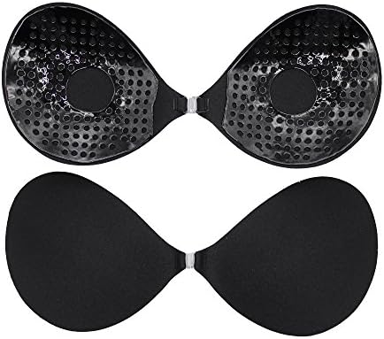 Lovehope backless strapless invisible bras with healthy biological glue (CUP A, Black)