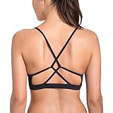 CRZ YOGA Women's Light Support Cross Strappy Back Feminine Yoga Sports Bra Black XL