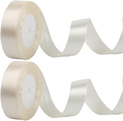 Hongci 2 x 25mm Ivory Ribbon 22m Thick Satin Wedding Gift Car Craft