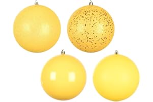 Vickerman 623961-2.4" Yellow 4 Assorted Finish Ball Christmas Tree Ornament (24 pack) (N590678)