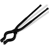 17" V-Bit Bolt Knife Making Tongs for Bladesmithing, Anvil &amp; Forge | Wolf Jaw Blacksmith Tongs Heavy-Duty Forging Tongs for Round, Flat &amp; Square Stock, Metalworking Tools