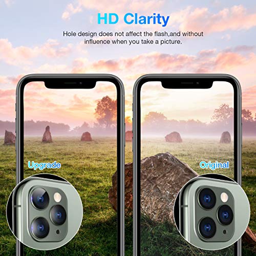 Tensea Compatible iPhone 11 Pro/iPhone 11 Pro Max Camera Lens Protectors, Aviation Aluminum Rear Cover and Tempered Glass Film Back Screen Protectors, 2 Pack (Midnight Green)