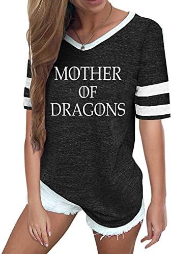 Game of Thrones Funny Letter Graphic T Shirt for Women Teen Girls Mother of Dragons Tv Gamer Tee Short Sleeve Tops