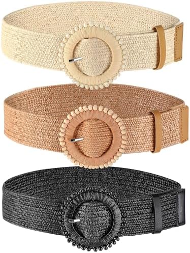 Amazon.com: Geyoga 4 Pieces Straw Belts for Women Dresses  display picture 3