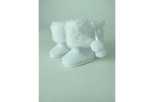 American Fashion World White Boots with Removable Faux Fur for 18-Inch Dolls | Premium Quality & Trendy Design | Dolls Shoes | Shoe Fashion for Dolls for Popular Brands