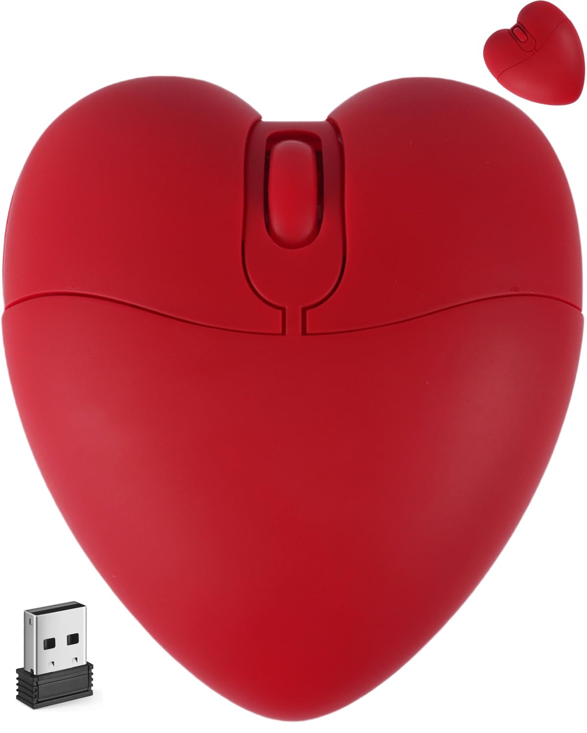 Photo 1 of Wireless Bluetooth Mouse Cute Red Love Heart Shape Silent Portable Lightweight Quiet USB Optical Cordless Dual Mode Mice for PC Laptop Computer Tablet Mac MacBook Pro Desktop Kids Girls Women Gift