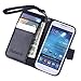 S4 Mini Case, Wisdompro Premium PU Leather 2-in-1 Protective Folio Flip Wallet Case with Credit Card Holder Slots and Wrist Lanyard for Samsung Galaxy S4 Mini (NOT S4 FIT) -Black with Lanyard