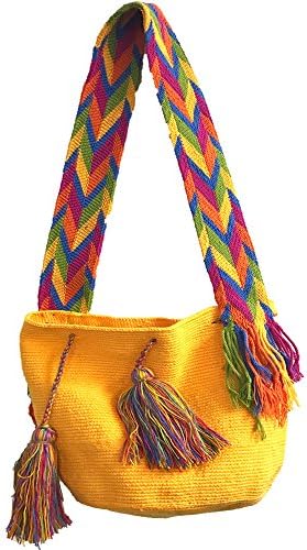 BRAND NEW - Colombian MOCHILA WAYUU - Handbag - Crossbag - Finest Quality - 100% Hand Made - Orange - Multicolor - Shoulder - Crossbody - Bag - Woven - Ethnic - Bucket - Style - La Guajira