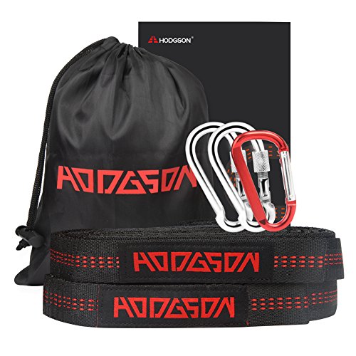 Hammock Straps (Set of 2) – HODGSON Hammock Tree Straps with Heavy Duty 42 Adjustable Loops and 3 Carabiners, No Stretch Tree Hanging Strap Set ideal for Camping Hiking or Swing