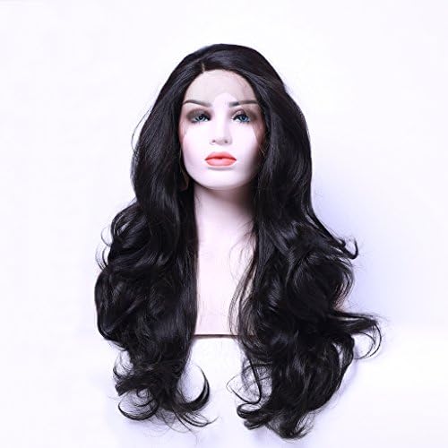 Arimika 22inch Long Dark Brown #2 Bodywave Heat Safe Synthetic Soft Bouncy Layered Lace Front Wig Side Part Medium Brown Lace