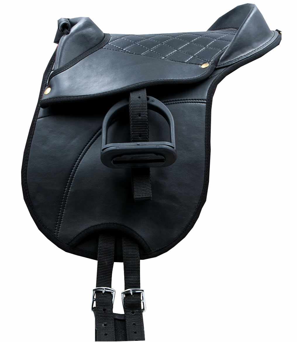 AMKA Horse Riding Cushion Pony Saddle Size Pony 4 Pieces Adjustable Saddle for Children Complete with Straps, Stirrups and Saddle Girth Also Suitable for Wooden Horses