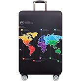MosaiRudo Thicker Luggage Cover Elastic Suitcase Cover Protector Fits 18-32 Inch Suitcase Travel Accessories (Abstract Map, XL)