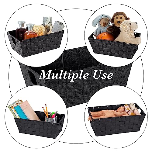 Simplify Small Shelf Woven Strap Tote Decorative Storage Basket