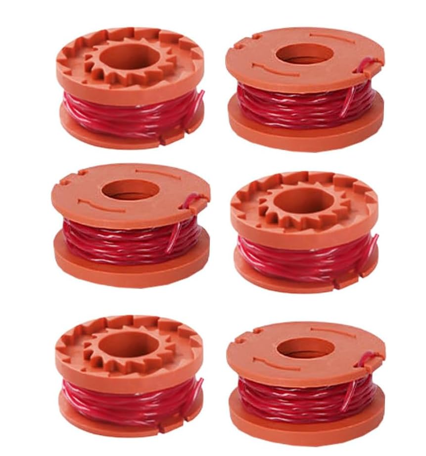 6Pcs WA0004 Spool Line Compatible with 20V Worx Grass Trimmers，Strimmer Spool，Replace,WG151,WG163E.1,WG163E.2,WG163E.3,WG163E.6,WG163E.9