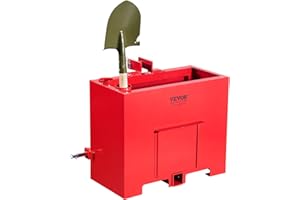 VEVOR Ballast Box, 3-Point Category 1 Tractor Ballast of 800lbs Capacity, for 2 Inch Hitch Receiver, Heavy-Duty Steel 4.3 ft³ Large Volume Loader Attachment with Sliding Door, Red
