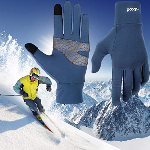 Unisex Winter Gloves, Warm Thermal Gloves Running Gloves Cold Weather Gloves Driving Riding Cycling Gloves Outdoor Sports Gloves for Men and Women (Navy, L)
