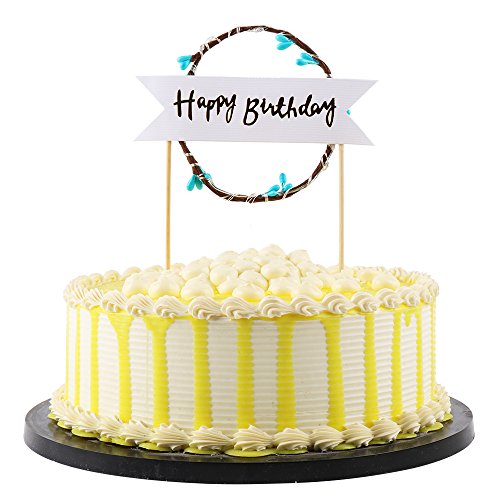 PALASASA Blue LED lights Happy Birthday Garland cake topper for Birthday Party Decorations