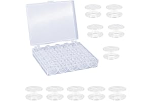 Jindizi 25 PCS Sewing Machine Bobbins PVC Universal Clear with Case Sa156 Bobbins for Most Brother