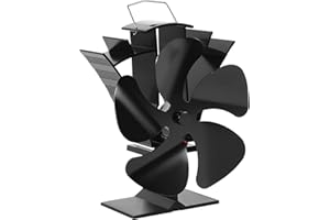 VODA Wood Stove Fan 5 Blades Newly designed Small Heat Powered Fans Fireplace Fans for Wood/Log Burner/Fireplace(Black)