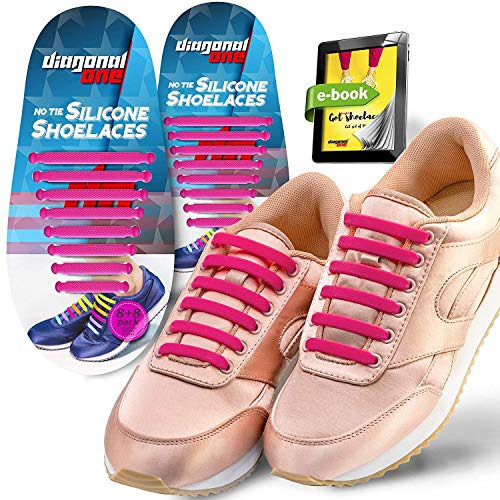 DIAGONAL ONE No Tie Shoelaces for Kids and Adults. Elastic Silicone