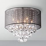 Saint Mossi Modern K9 Crystal Raindrop Chandelier Lighting Flush Mount LED Ceiling Light Fixture Pendant Lamp for Dining Room Bathroom Bedroom Livingroom 6 E12 Bulbs Required H12