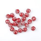 ILOVEDIY 200pcs in Bulk Red Round Spiral Acrylic Loose Beads 10mm for Jewelry Making