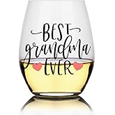 Perfectinsoy Grandma Gifts, Best Grandma Ever Funny Wine Glass, Grandmother Presents from Granddaughter, Grandmother Mom Gifts for Birthday, Mother's Day Wine Glass