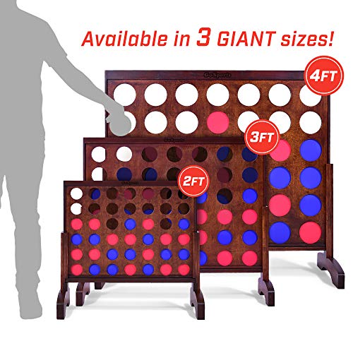 image for GoSports Giant Dark Wood Stain 4 in a Row Game - Huge 4 Foot Width - w